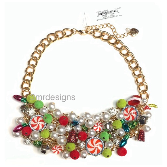 NWT Betsey Johnson 💋CHRISTMAS CANDY Gold Tone Earrings/ Bracelet & Necklace - Picture 8 of 15